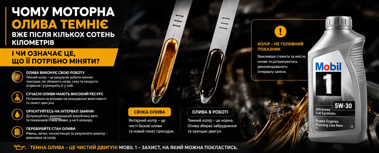 Чому моторна олива темніє вже після кількох сотень кілометрів і чи означає це, що її потрібно міняти