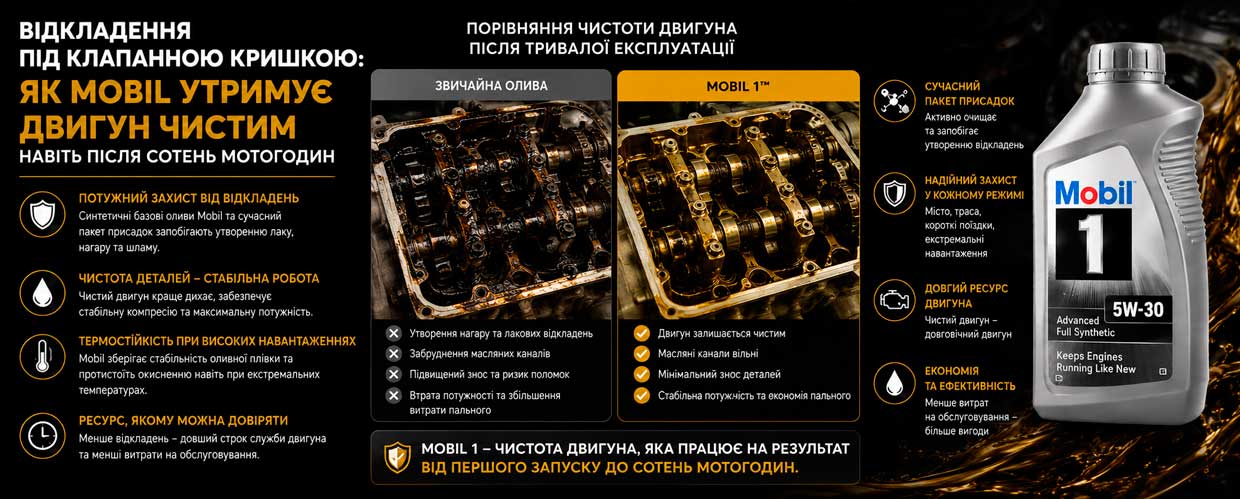 Відкладення під клапанною кришкою: як Mobil утримує двигун чистим навіть після сотень мотогодин